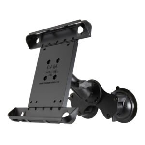 ram mount double twist lock suction cup mount w/tab tite universal spring loaded cradle f/apple ipad 1 4 w/or w/o light duty case [ram b 189 tab3u]